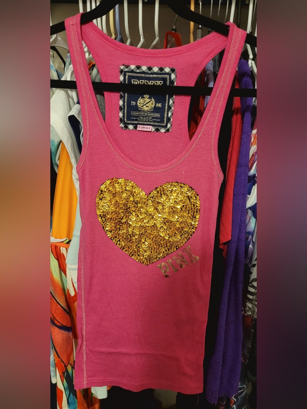 Vintage Victoria's Secret PINK sequin Heart Tank Top